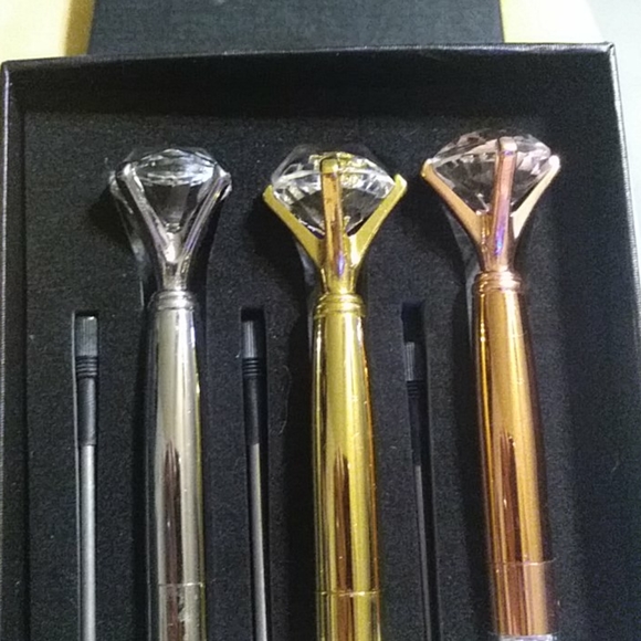 3} REALISTIC- DIAMOND *LOOK* PEN SET. SILVER, GOLD, & ROSE GOLD - Picture 3 of 9
